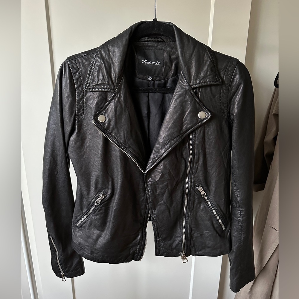 Madewell Washed Leather Motorcycle Jacket- XS